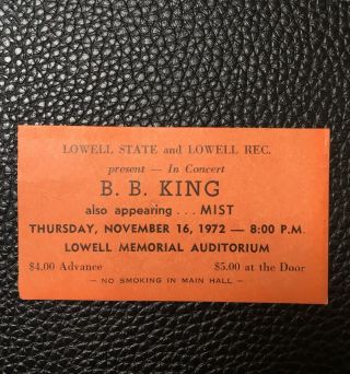 BB KING - VINTAGE 1972 CUSTOM TOUR GUITAR PICK & CONCERT TICKET - 1ST PICK 4