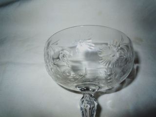 4 Vtg/antique Dorflinger Abp Cut Glass Champagne Glasses Kalana Aster/pansy?