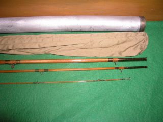 Vintage 3 Piece E.  F.  Payne Bamboo Fly Rod 8 1/2 FT.  bag tag tube 4