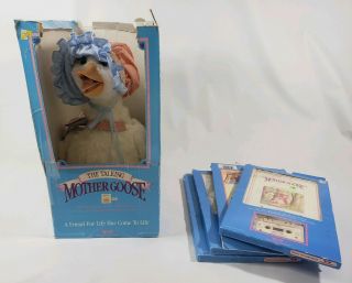Vintage 1986 Talking Mother Goose By Worlds Of Wonder With 5 Books And Cassettes