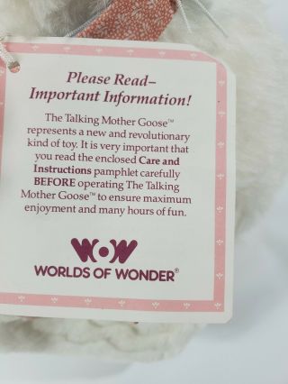 Vintage 1986 TALKING MOTHER GOOSE by Worlds of Wonder with 5 Books and Cassettes 7