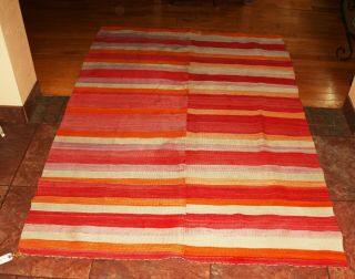 Antique 19th Century Striped Rio Grande Two - Panel Blanket 4 