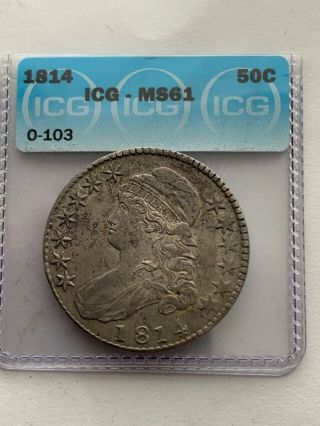 Rare Unc Key,  1814 Bust Half Dollar.  O - 103,  Rarity - 1,  Toning.  No Res
