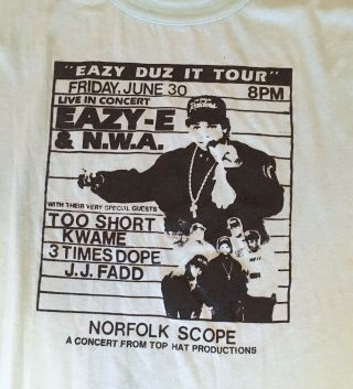 Vintage Eazy - E Nwa Concert Tour T - Shirt Authentic Rap Hip Hop Tee 1980s