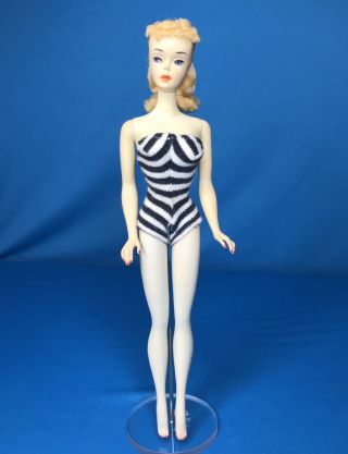 Vintage Barbie 3 Blonde Ponytail Barbie Swimsuit Orange Lips Rare