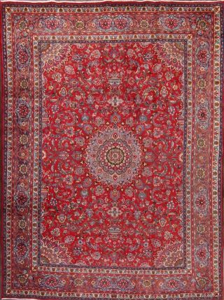 Vintage Traditional Floral One - of - Kind LARGE Red Rug Oriental Wool Carpet 10x13 2