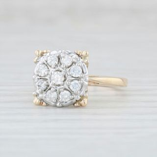Vintage.  37ctw Diamond Cluster Ring - 10k Gold Size 6.  25 Halo Flower Engagement