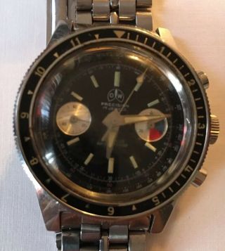 Vintage Ollech Wajs Chronograph Diver Mens Wristwatch Stainless Steel Rare