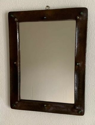 Liberty And Co Copper Arts And Crafts Mirror Ruskin Enamel Cabochon’s