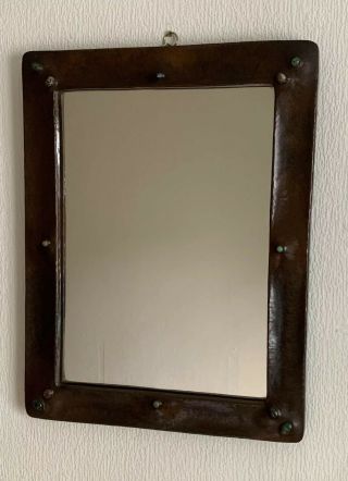 Liberty and Co Copper Arts and Crafts Mirror Ruskin Enamel Cabochon’s 2