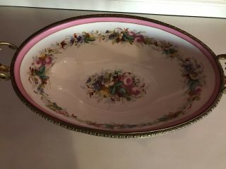 Rare Antique Sevres Pink Porcelain Bowl Centerpiece with Bronze Attachment 5