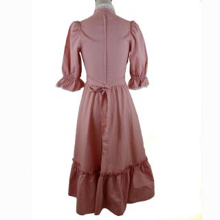 Gunne Sax Womens Dress Sz 7 Pink Prairie Victorian Midi 3/4 Sleeves Vintage 70s 4