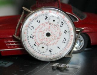 Rare Silver 0,  800 Vintage Chronograph Case With Dial - For Project
