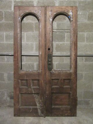 Antique Oak Double Entrance French Doors 48 X 83 Architectural Salvage