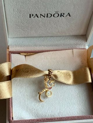 Pandora ALE Rare Charm 14k Solid Gold & Diamond &Ruby 8