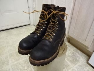 VINTAGE 70 ' S RED WING LOGGER BOOTS GREAT COND NOT MUCH USA MADE STEEL TOE 2