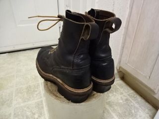 VINTAGE 70 ' S RED WING LOGGER BOOTS GREAT COND NOT MUCH USA MADE STEEL TOE 5