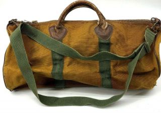 Vintage Ll Bean Duffle Bag Brown Waxed Canvas Leather Large Weekender