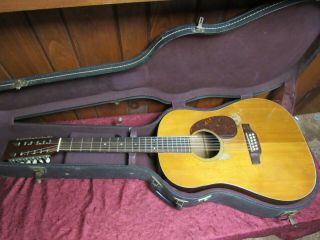 Vintage 1969 Martin D - 12 / 20 Acoustic Guitar W/ Hard Shell Case