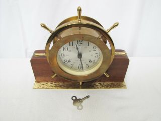 Vintage Seth Thomas 8 Day Ships Wheel Bell Clock With Stand