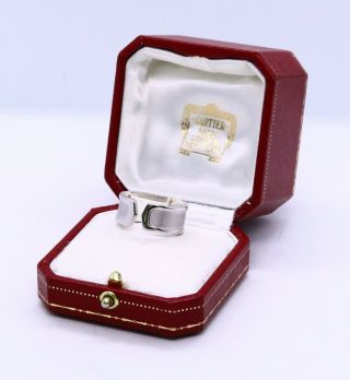 Cartier Double - C Logo 18 Kt White Gold Ring 10.  5/11 Large Version Vintage 2000