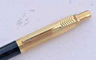 Vintage Rare Parker Gold Plt Black Dome End Jotter Ball Pen Brass Thread 1960s
