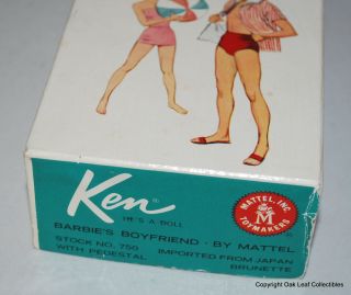 Painted Hair Brunette Ken doll WITH Attached Wrist Tag box 2