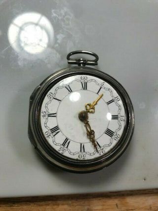 Rare Antique Silver English Verge Fusee Pocket Watch 1700 