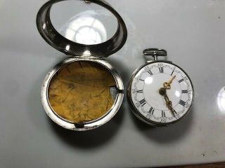 RARE Antique Silver English VERGE FUSEE Pocket Watch 1700 ' s 3