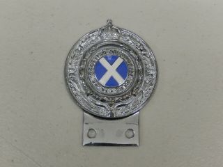 Vintage Chrome Enamel Rsac Royal Scottish Automobile Club Car Badge Auto Emblem