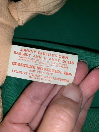 Antique Vintage Raggedy Ann Andy Doll Johnny Gruelle ' s Own Georgene Novelties 5