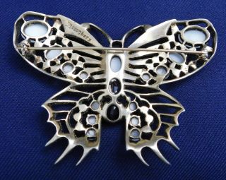 EISENBERG Cast STERLING Faceted JEWELS Cabs Vintage BUTTERFLY PIN Estate 2