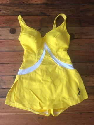 Vtg 60’s Jantzen Ladies Yellow One Piece Swim Suit Bathing Suit Sz 14