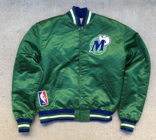 Vintage Dallas Mavericks Green Satin Starter Jacket Large