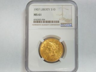 Ngc 1907 Ms61 Rare Us $10 American Liberty Ms 61 Gold Eagle Ten Dollar Coin