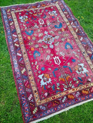 Vintage Collectable Wool Persian Oriental Hand Knotted Rug Carpet 125x200cm Rare