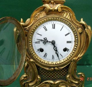 VINTAGE FRANZ HERMLE 8 DAY BOULLE TYPE ROCOCO MANTLE CLOCK 2