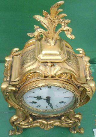 VINTAGE FRANZ HERMLE 8 DAY BOULLE TYPE ROCOCO MANTLE CLOCK 3