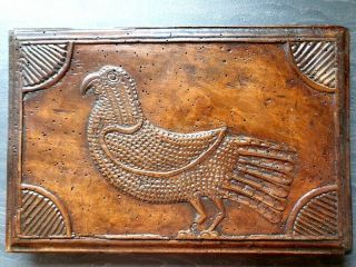 Pair Late 17th Century Antique Carved Walnut Panels with Naive Stylised Birds 3