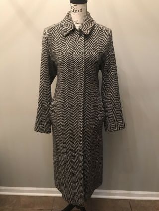 Vintage Burberry Irish Tweed Wool Women’s Coat Made In England 12