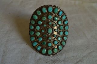 Vintage Large Navajo Old Pawn Turquoise Stone Sterling Silver Cuff Bracelet Bead