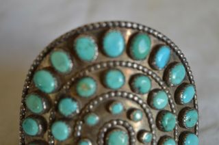 VINTAGE LARGE NAVAJO OLD PAWN TURQUOISE STONE STERLING SILVER CUFF BRACELET BEAD 2