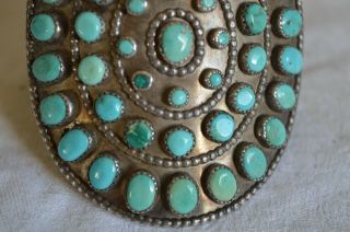 VINTAGE LARGE NAVAJO OLD PAWN TURQUOISE STONE STERLING SILVER CUFF BRACELET BEAD 3
