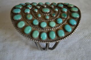VINTAGE LARGE NAVAJO OLD PAWN TURQUOISE STONE STERLING SILVER CUFF BRACELET BEAD 6