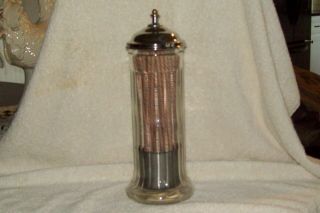 Rare Bell Bottom Vintage Soda Fountain Depression Glass Straw Holder Dispenser