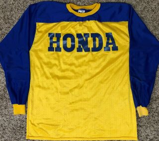 Vintage Honda Motocross Jersey - Mens Large - Yellow/blue Long Sleeve Motorcycle