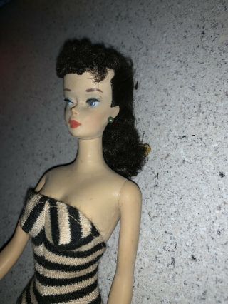Vintage Ponytail Barbie 3 with Brown Eye Shadow T.  M.  Marked Japan 1960 ' s Zebra 5
