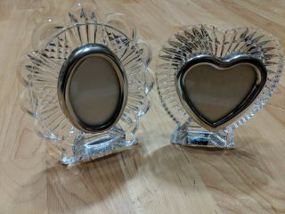 Waterford Vintage Crystal And Silver Plated Heart & Oval Shaped Picture Frames