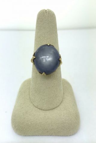 Estate 14k Yellow Gold Vintage Blue Star Sapphire Ring Size 8