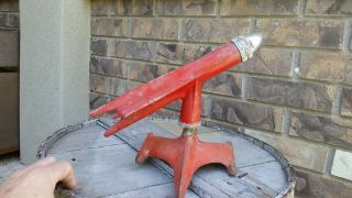 Vintage Cast Iron Red Allenco Rocket Jet Shaped Water Lawn Sprinkler Mcm Atomic